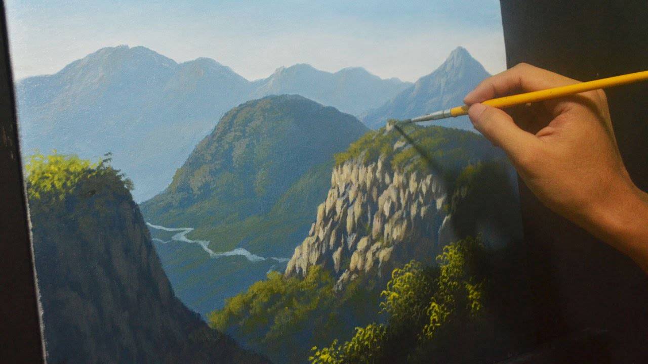 Acrylic Landscape Painting Lesson - Mountains and Cliffs 2 by JMLisondra