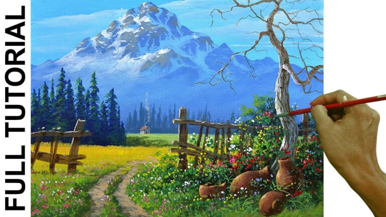 Acrylic Landscape Painting TUTORIAL / View of the Snowy Mountain / JMLisondra