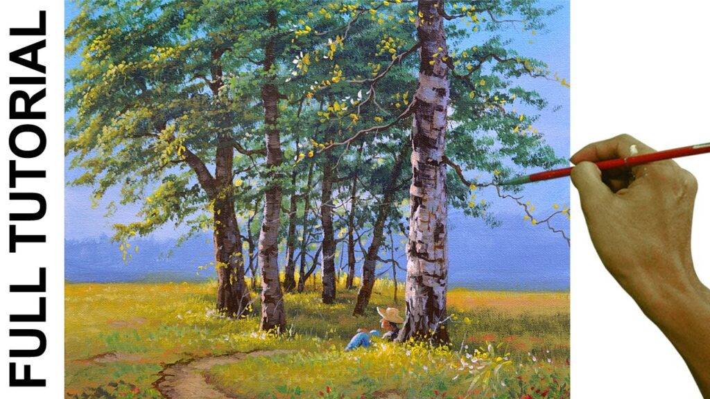 Acrylic Landscape Painting Tutorial / Trees in the Field / JMLisondra