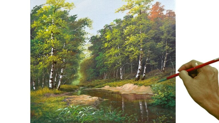 Acrylic Landscape Painting in Time-lapse / Birch Tree Forest / JMLisondra
