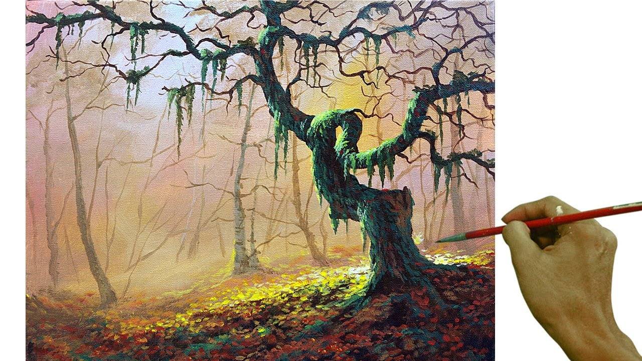 Acrylic Landscape Painting in Time-lapse / Creepy Tree / JMLisondra