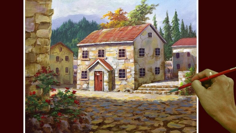 Acrylic Landscape Painting in Time-lapse / Italian Village / JMLisondra
