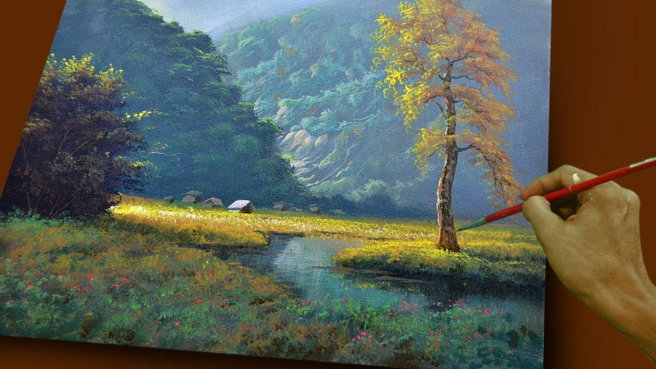 Acrylic Landscape Painting in Time-lapse / Mountain Forest / JMLisondra
