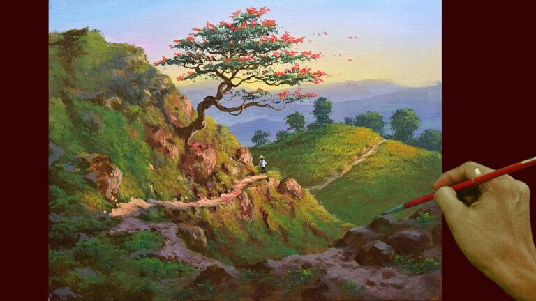 Acrylic Landscape Painting in Time-lapse / Pathway on the Mountain / JMLisondra