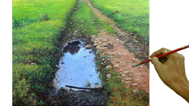 Acrylic Landscape Painting in Time-lapse / Realistic Rocky Road / JMLisondra