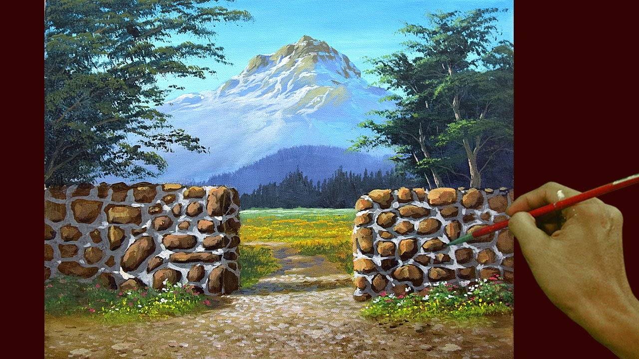 Acrylic Landscape Painting in Time-lapse / Stone Fence / JMLisondra
