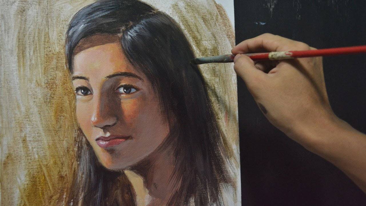Acrylic Painting Lesson - Portrait of a Woman by JMLisondra