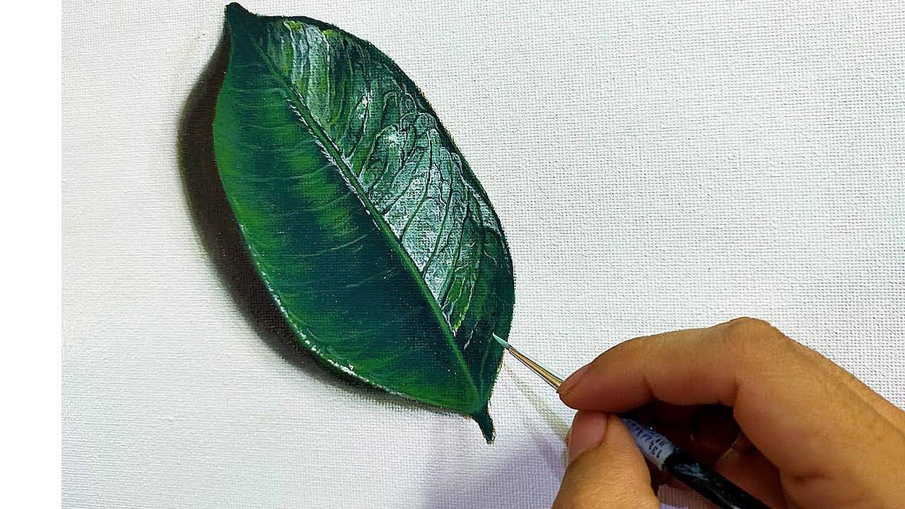 Acrylic Painting in Time-lapse / Realistic Leaf / JMLisondra