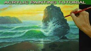 Video Tag: <span>sunrise beach with crashing waves painting</span>