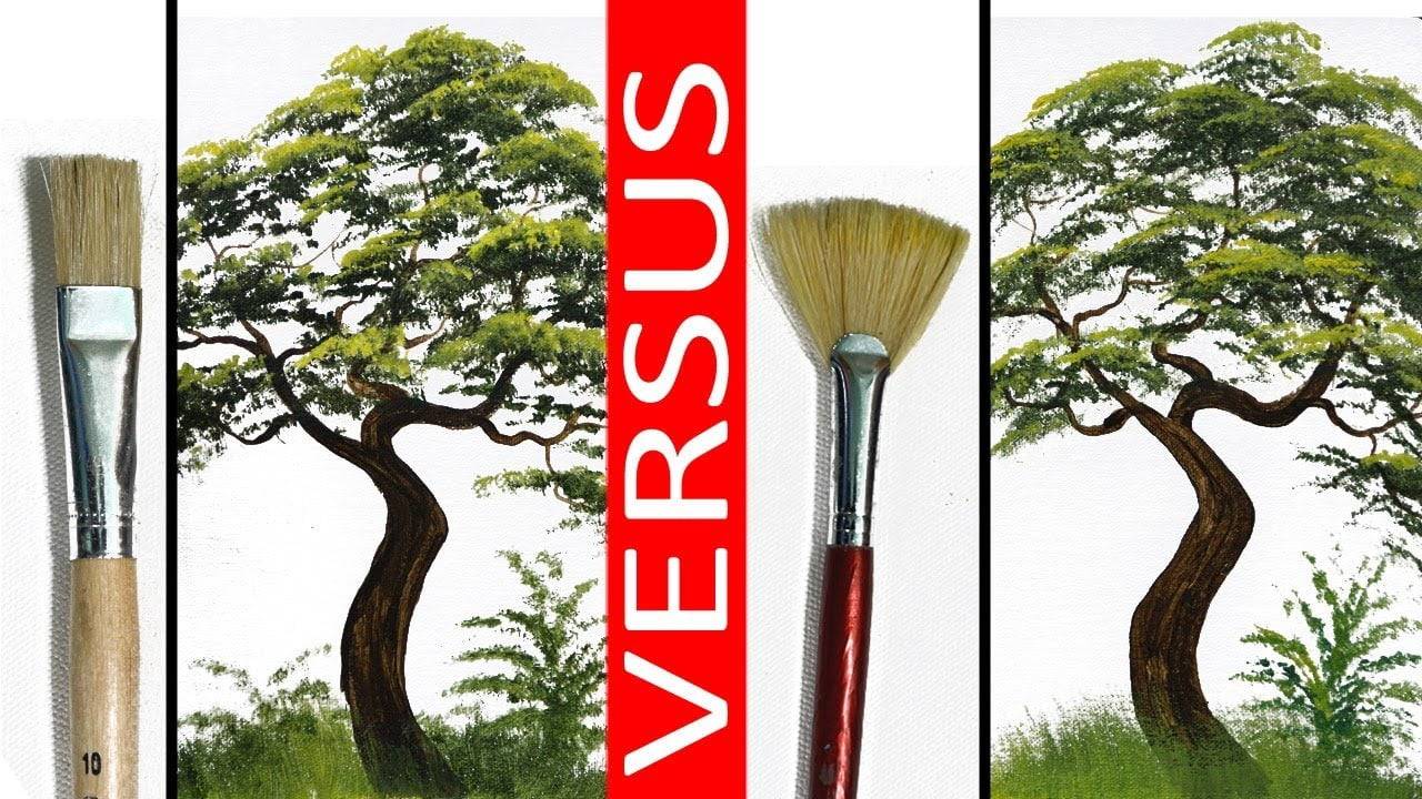 Bristle Flat Brush VS Bristle Fan Brush Which One is Better in Painting Tree Leaves?