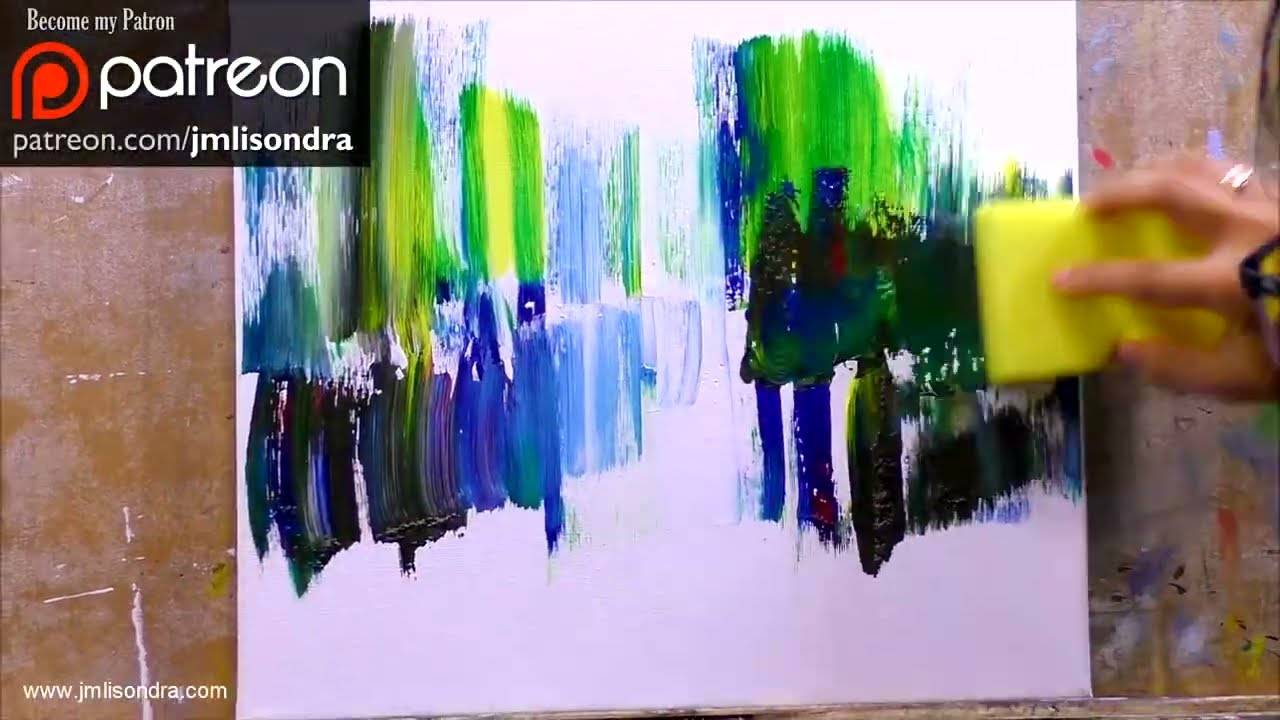 Easy Painting Abstract Landscape using Sponge / JMLisondra