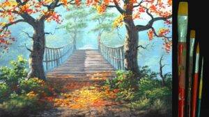 Video Tag: <span>misty landscape with hanging bridge painting</span>
