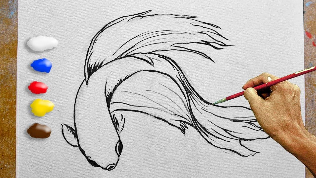 How to Paint Beta Fish in Acrylics / Time-lapse / JMLisondra