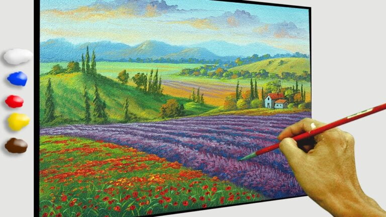 How to Paint Lavender Fields in Acrylics / Time-lapse / JMLisondra
