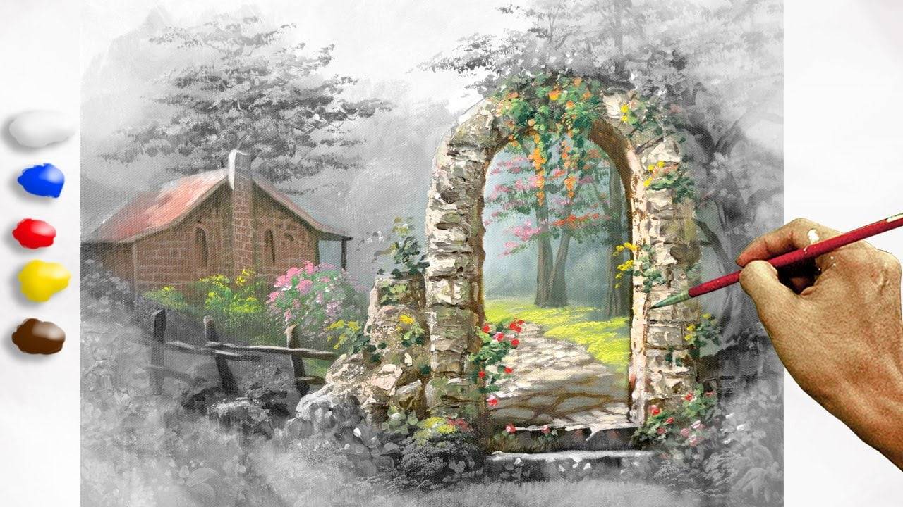 How to Paint Old Rest House in Acrylics / Time-lapse / JMLisondra