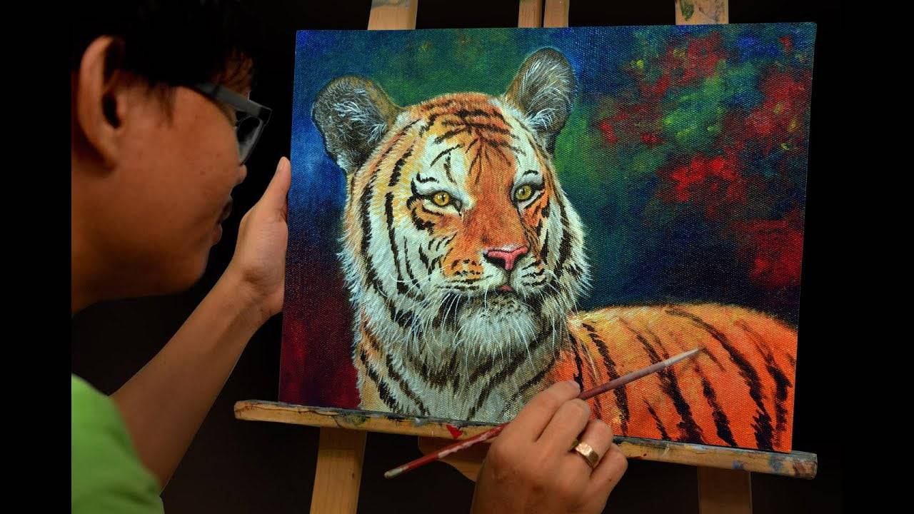 How to Paint Portrait of a Tiger? / Time-lapse / JMLisondra