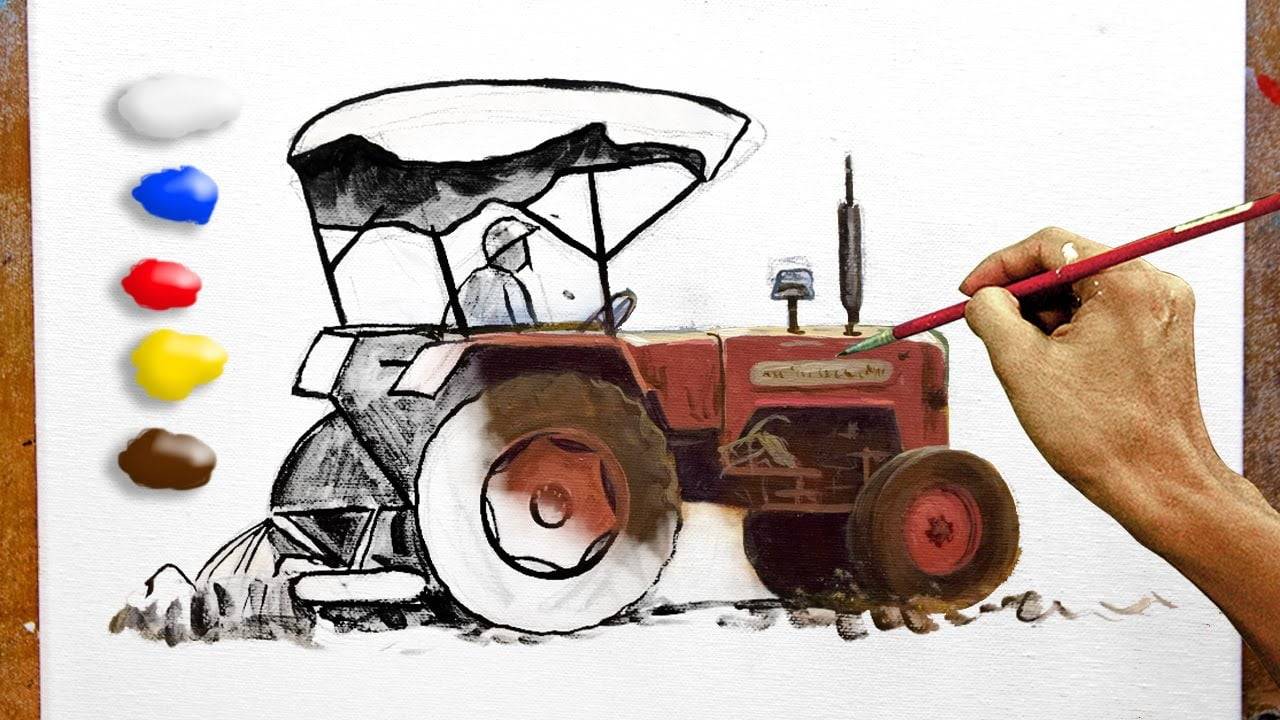 How to Paint Realistic Tractor in Acrylics / Time-lapse / JMLisondra