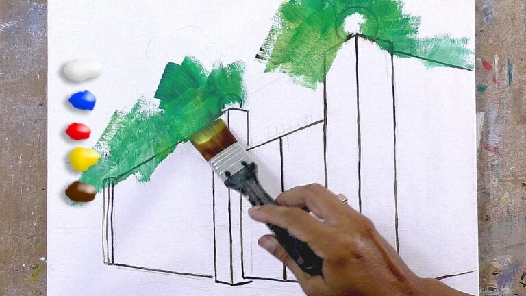 How to Paint Red Gate with Flowers in Acrylics / Time-lapse / JMLisondra