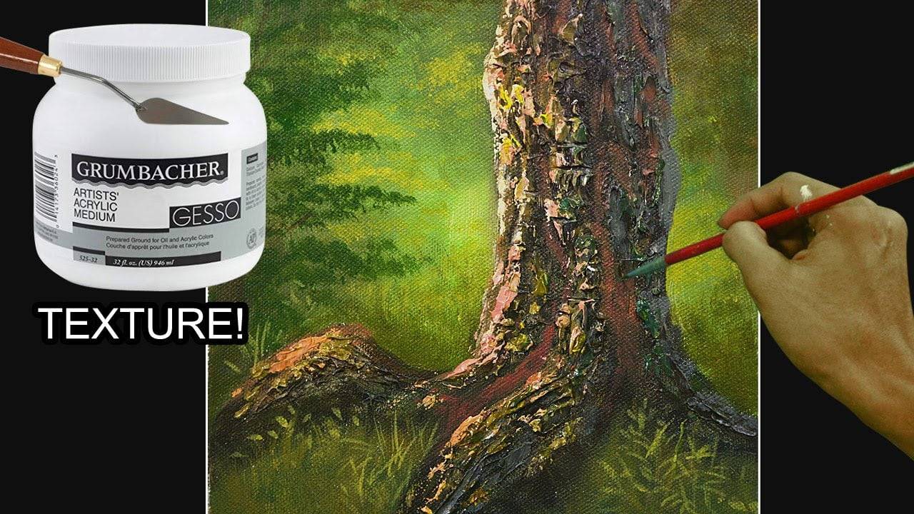 How to Paint Textures on Tree Trunk using Gesso and Palette Knife in Acrylics