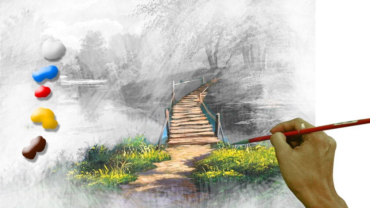 How to Paint Wooden Bridge in Acrylics / Time-lapse / JMLisondra