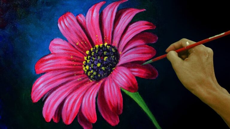 How to Paint a Daisy Flower in Real Time Acrylic Painting Tutorial by JM Lisondra