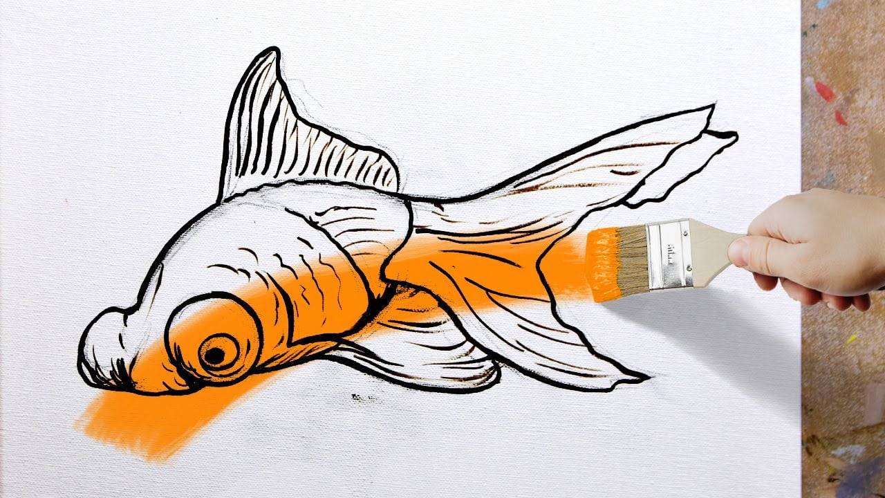 How to Paint a Goldfish in Acrylics / Time-lapse / JMLisondra