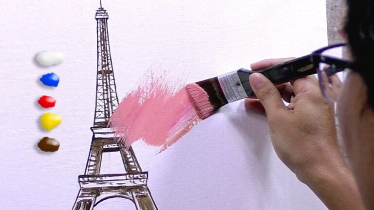 How to Paint the Eiffel Tower in Acrylics / Time-lapse / JMLisondra
