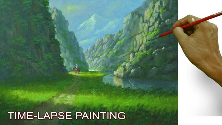 Journey of Man Riding a Horse Through Rockey Valleys | Acrylic Painting in Time Lapse by JMLisondra