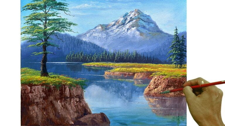 Landscape Oil Painting in Time-lapse / River and Snowy Mountain / JMLisondra