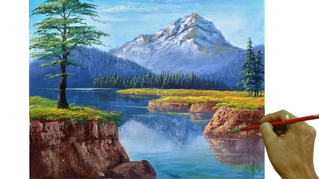 Landscape Oil Painting in Time-lapse / River and Snowy Mountain / JMLisondra