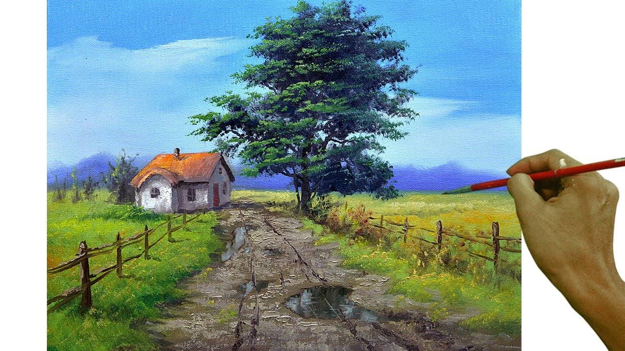 Landscape Oil Painting in Time-lapse / Wet Road / Palette Knife / JMLisondra