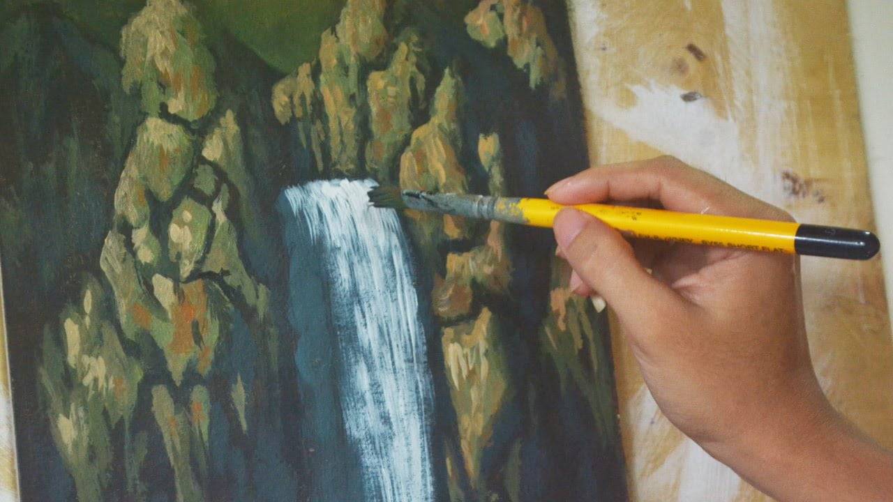 Learn How To Paint Waterfalls - Instruction Acrylic Lesson by JM Lisondra