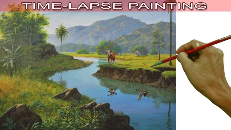 Philippine Landscape Acrylic Painting in Time Lapse