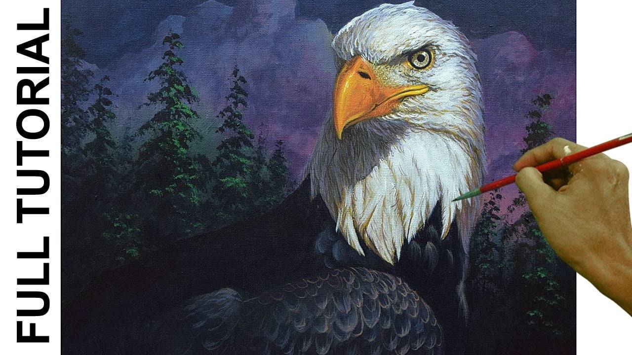 Tutorial : Acrylic Painting Landscape / Portrait of an Eagle / JMLisondra