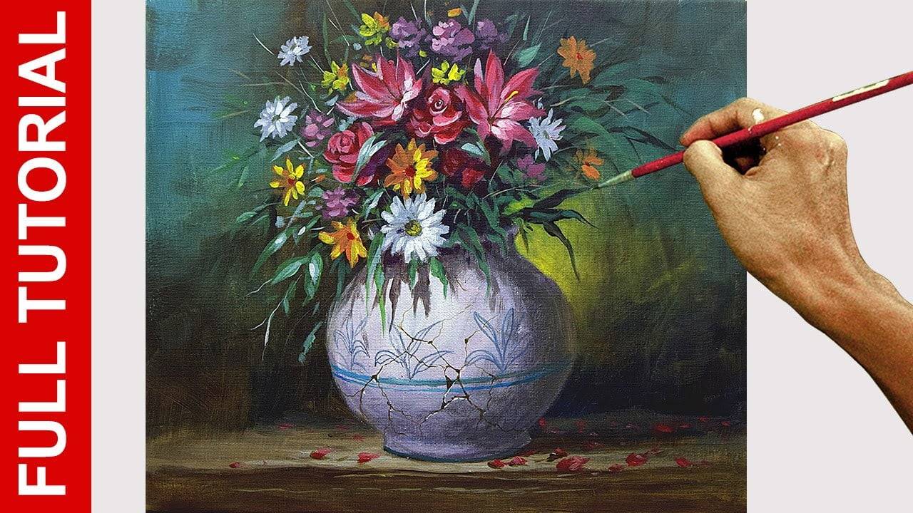 Tutorial How To Paint Flowers In Old Vase In Acrylics JMLisondra Tutorial How To Paint Flowers In Old Vase In Acrylics JMLisondra
