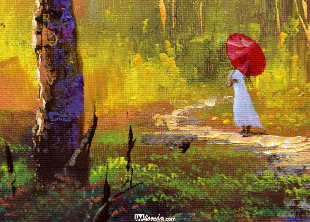 Lady Walking in the Forest - Acrylic Painting in Canvas by JMLisondra 2 Lady Walking in the Forest - Acrylic Painting in Canvas by JMLisondra - Image 2
