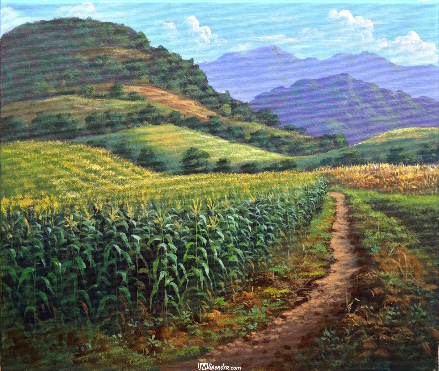 Corn Field - Acrylic Painting on Canvas 1 Corn Field - Acrylic Painting on Canvas