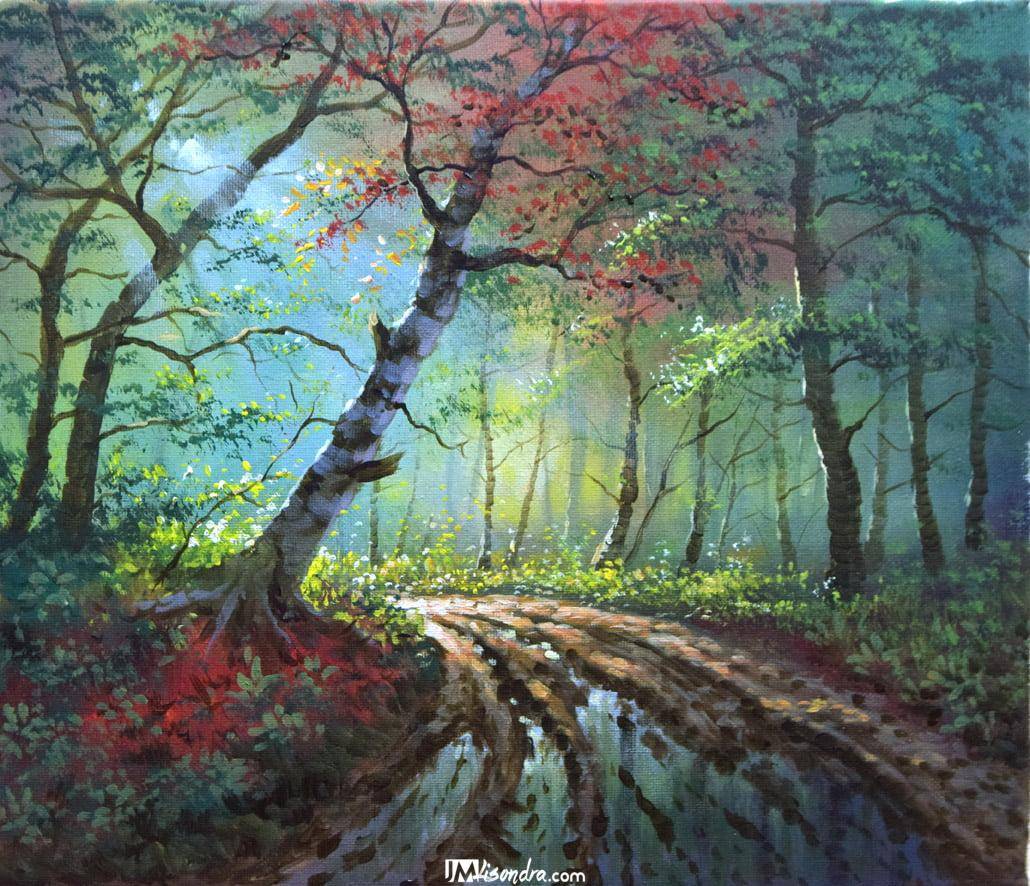 Dark Misty Forest - Acrylic Painting on Canvas by JMLisondra 1 Dark Misty Forest - Acrylic Painting on Canvas by JMLisondra