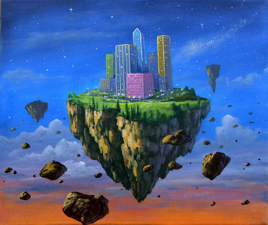 Floating City - Acrylic Painting in Canvas by JMLisondra
