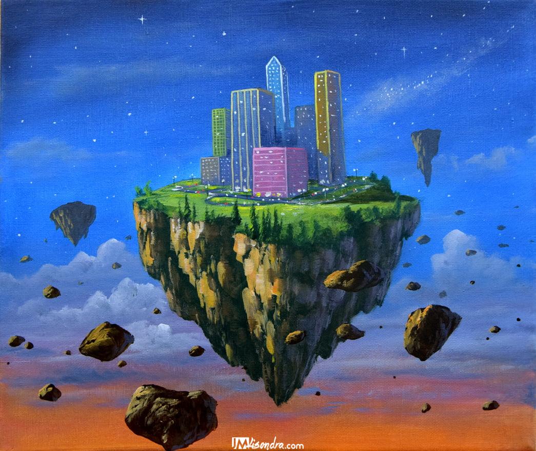 Floating City - Acrylic Painting in Canvas by JMLisondra 1 Floating City - Acrylic Painting in Canvas by JMLisondra