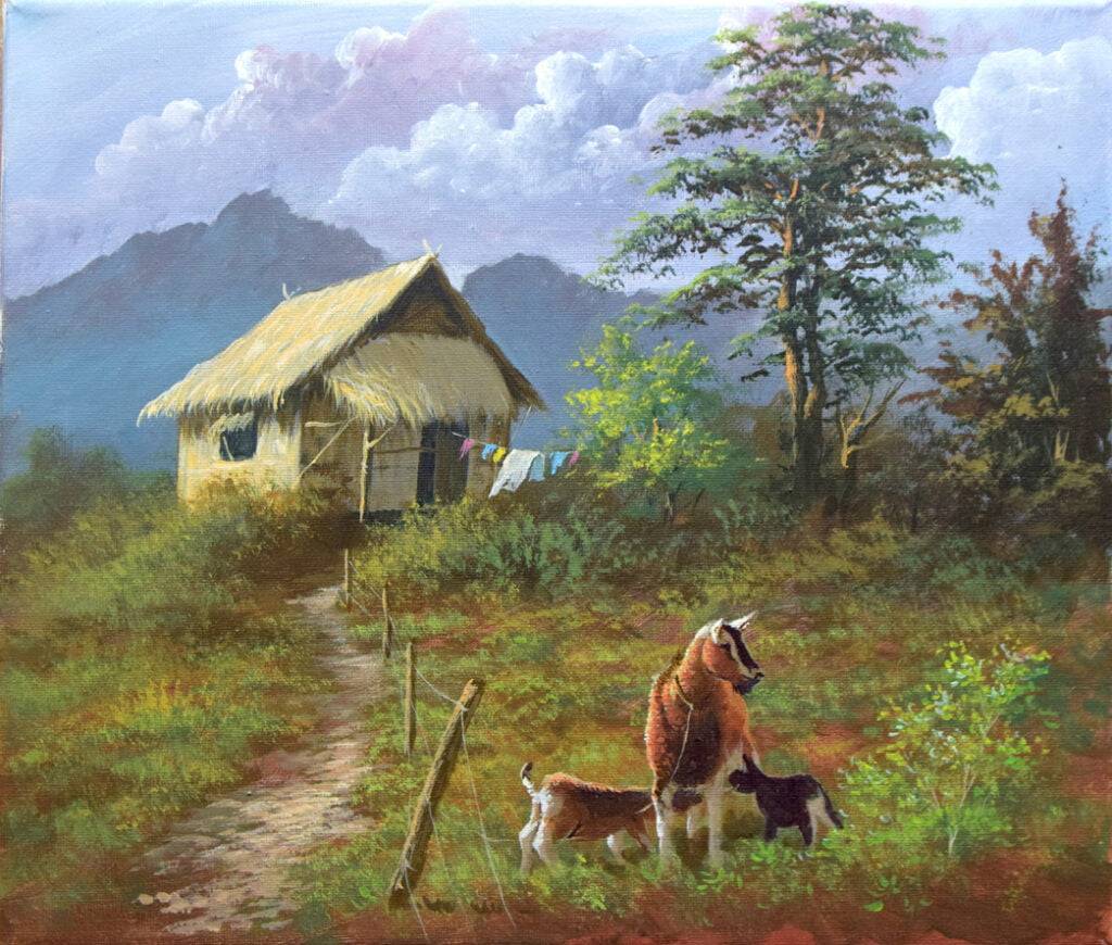 Goats in the Farm - Acrylic Painting on Canvas