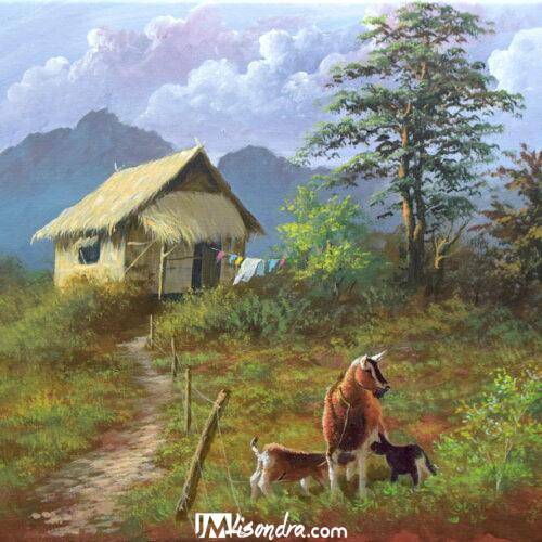 Goats in the Farm - Acrylic Painting on Canvas