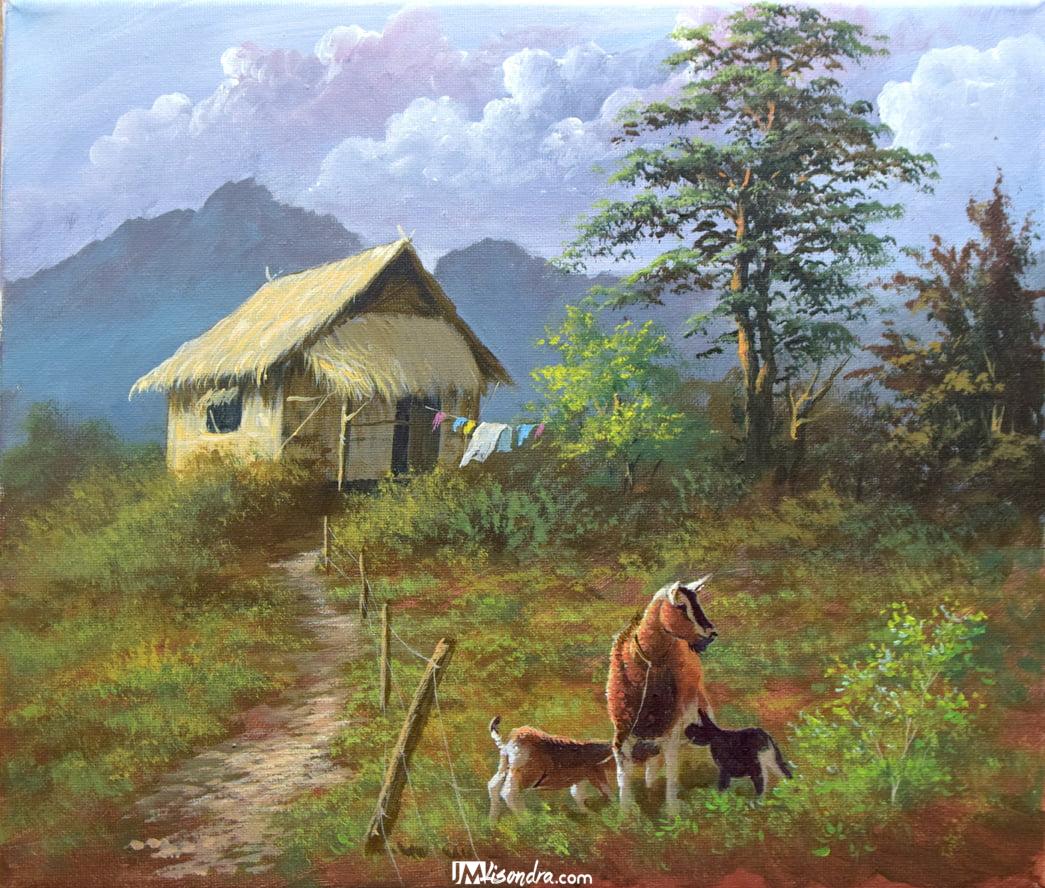 Goats in the Farm - Acrylic Painting on Canvas 1 Goats in the Farm - Acrylic Painting on Canvas