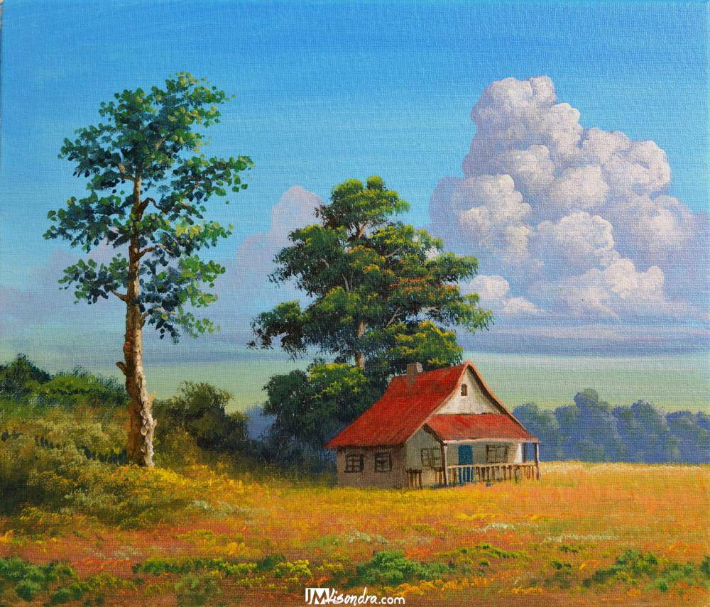 House in the Meadow - Acrylic Painting