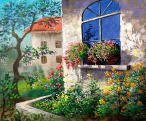Old Concrete House Window – Acrylic Painting in Canvas by JMLisondra