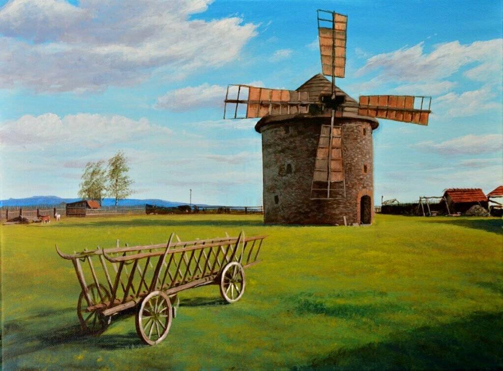 How to Paint Old Wind Mill - Full Step by Step Painting Tutorial in Acrylics