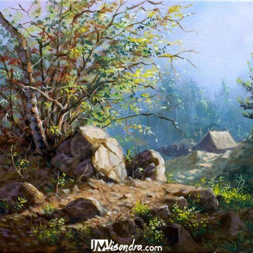 Pathway and Bushes - Acrylic Painting in Canvas by JMLisondra