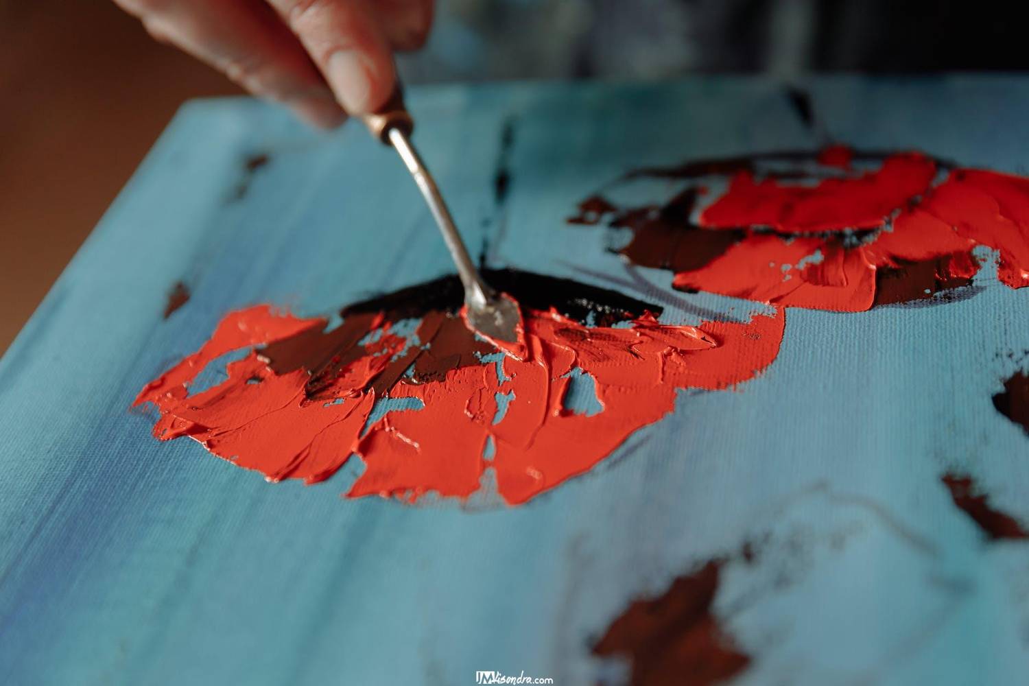close up photo of knife painting