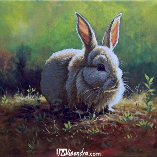 Portrait of Rabbit - Acrylic Painting in Canvas by JMLisondra