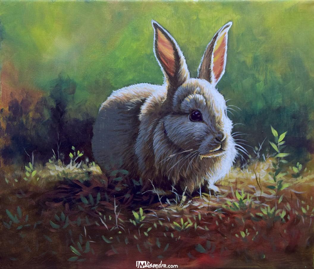Portrait of Rabbit - Acrylic Painting in Canvas by JMLisondra 1 Portrait of Rabbit - Acrylic Painting in Canvas by JMLisondra